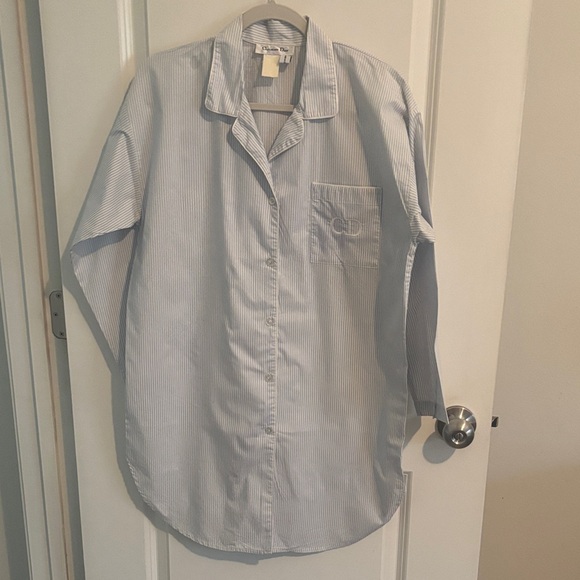 Dior Other - Vintage Christian Dior Saks Fifth Avenue Light Blue Striped Pajama Shirt